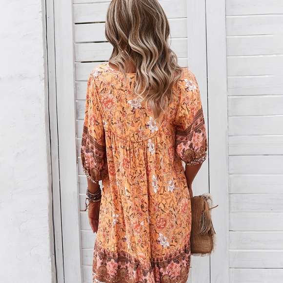 BOHO CHIC BABY DOLL FLORAL PRINT DRESS 💐 - Picture 6 of 7